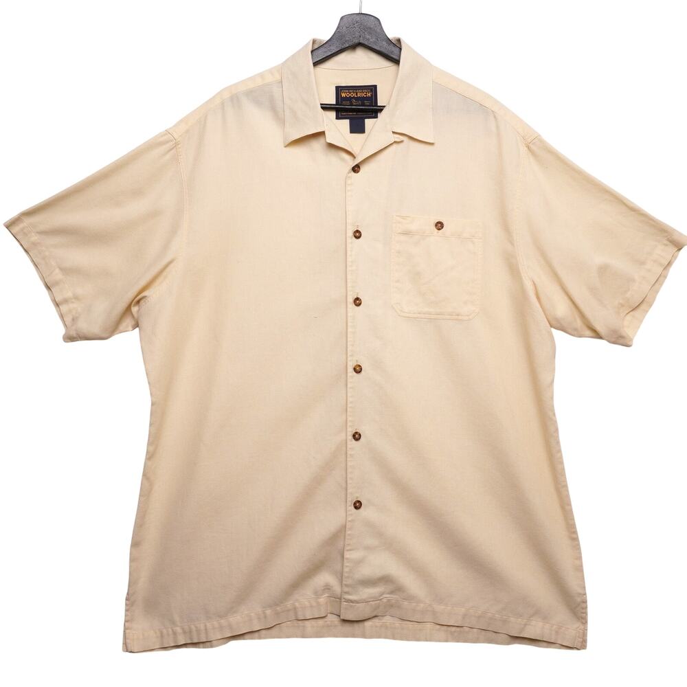 Woolrich John Rich & Bros‎ Men’s XL Short Sleeve Button Shirt Yellow Cotton